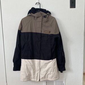 Dakine Three-Tone Ski Jacket in Tan, Black & Cream